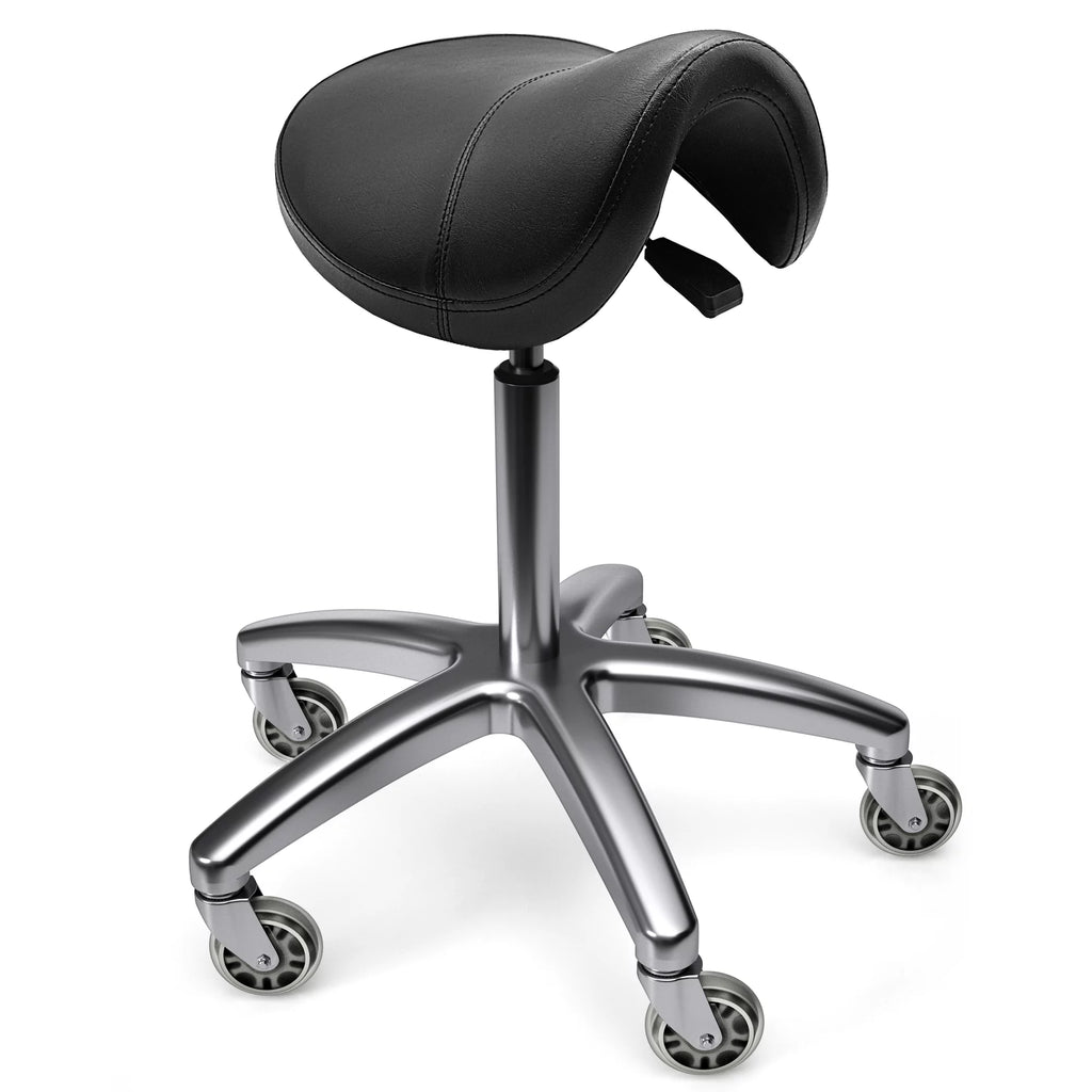 Black Ergonomic Saddle Stool with Wheels B1385