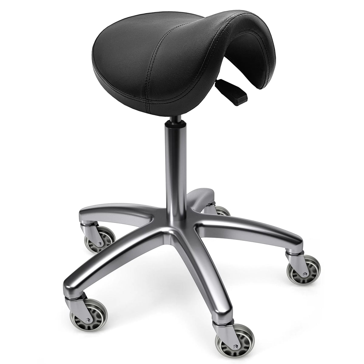 Black Ergonomic Saddle Stool with Wheels B1385
