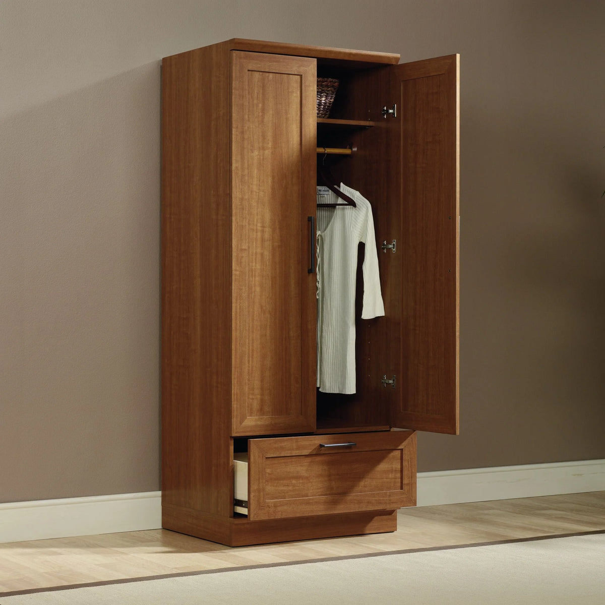 Sienna Oak Finish Wardrobe/Storage Cabinet L566830