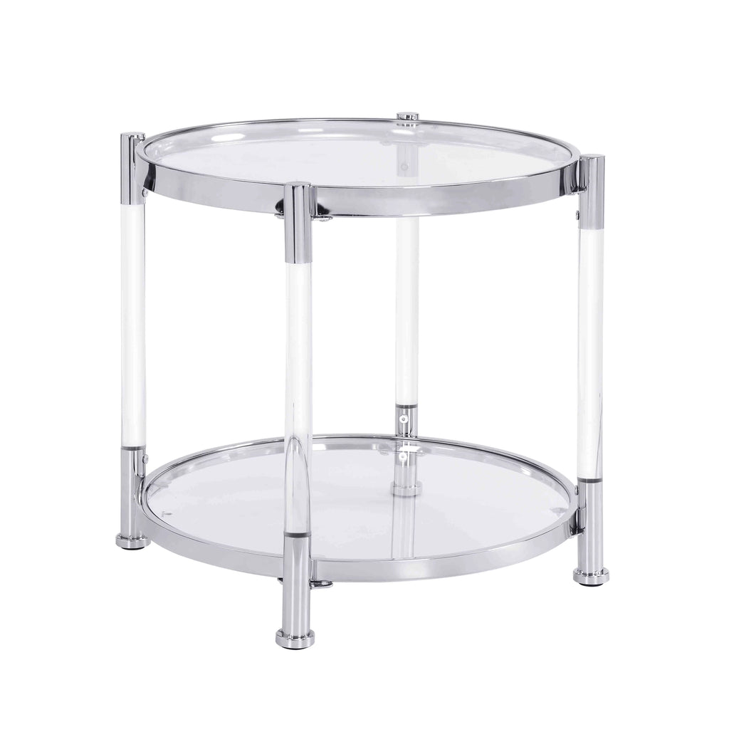 Contemporary Acrylic End Table with Tempered Glass Top Q924994