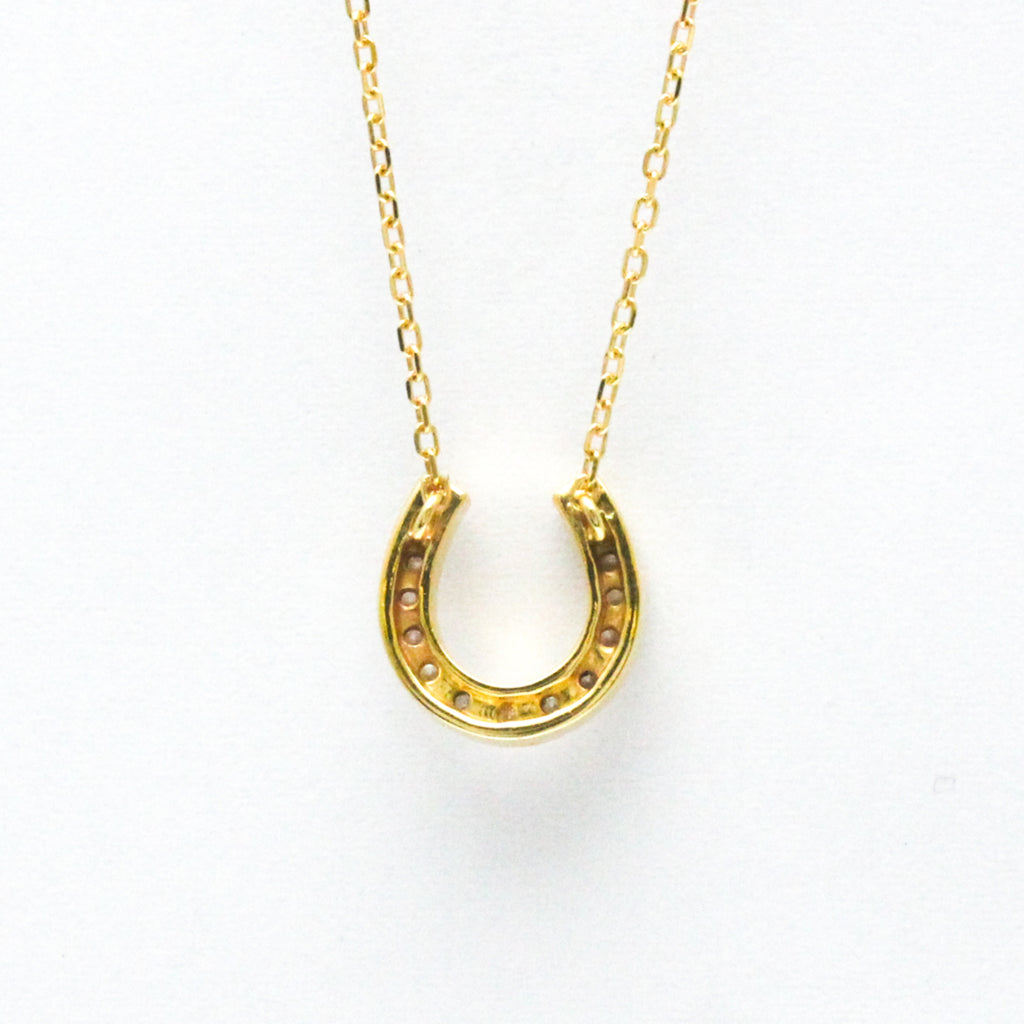 18K Yellow Gold Horseshoe Diamond Pendant Necklace K717518