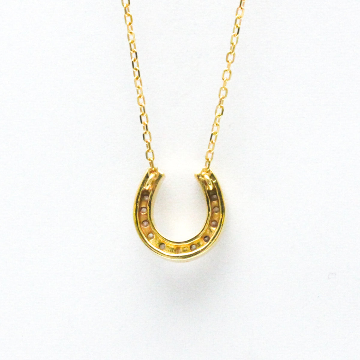 18K Yellow Gold Horseshoe Diamond Pendant Necklace K717518