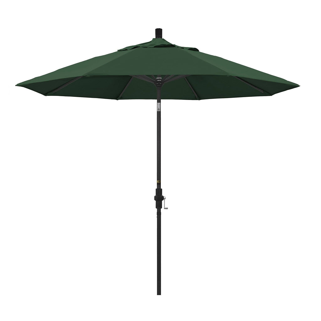 9 ft. Aluminum Market Umbrella Collar Tilt Matted Black Olefin Hunter Green D957262