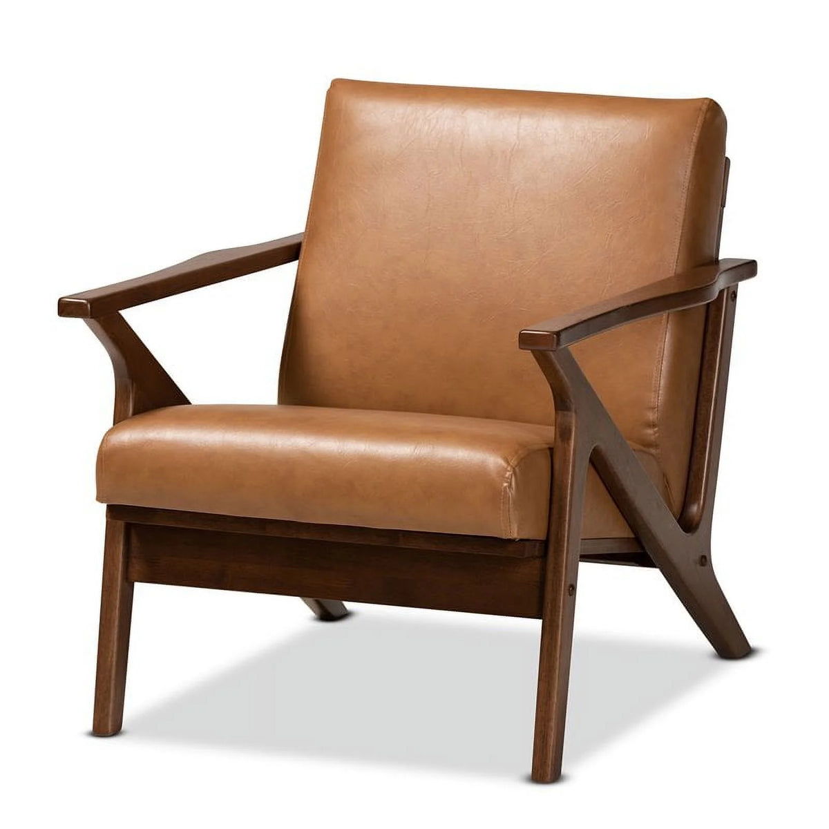Brown Finished Wood 2-Piece Lounge Chair and Ottoman Set B24917