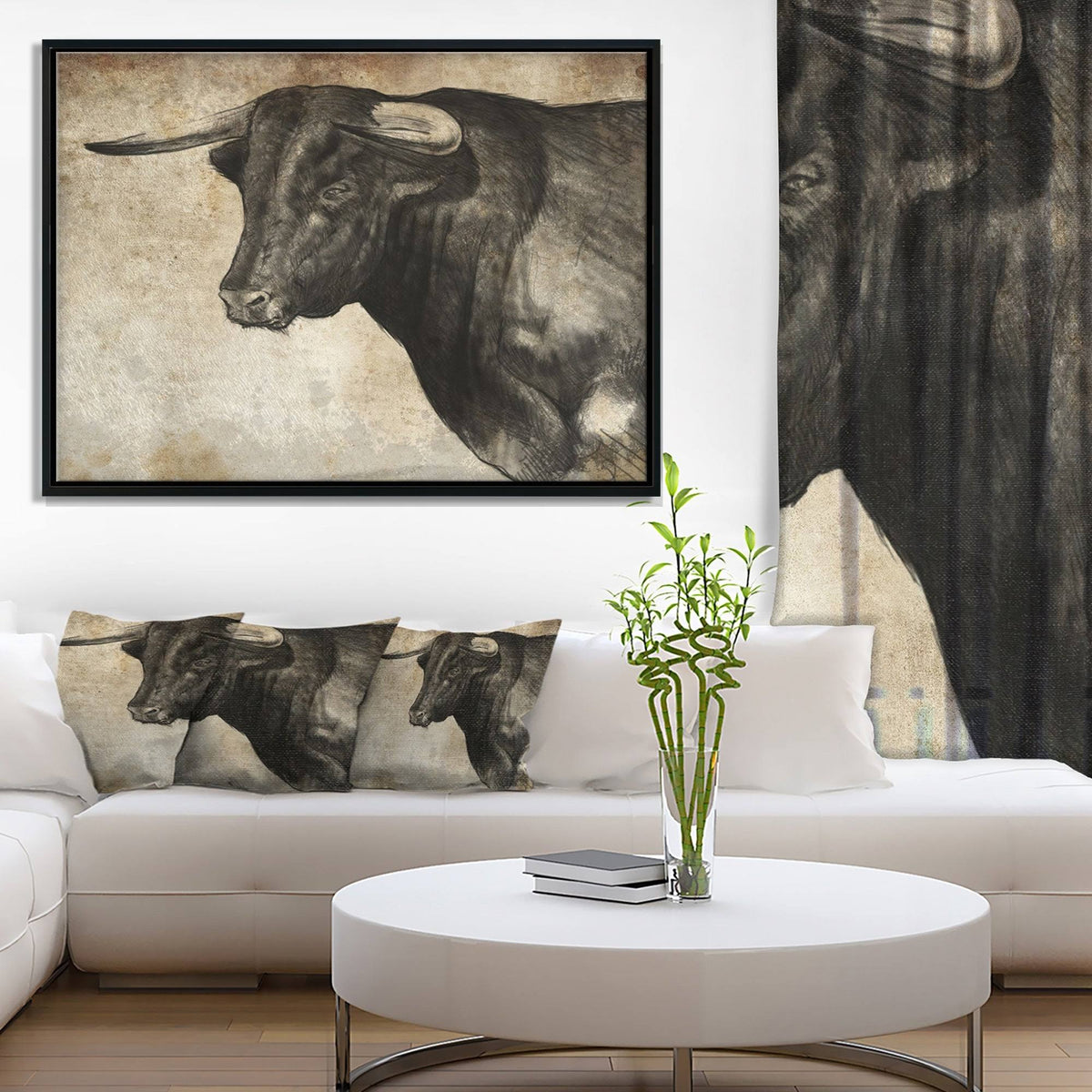 Multi Color Framed Canvas Animal Art Q5614