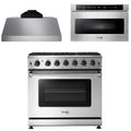 36 Inch Gas Range, Range Hood, Microwave R425