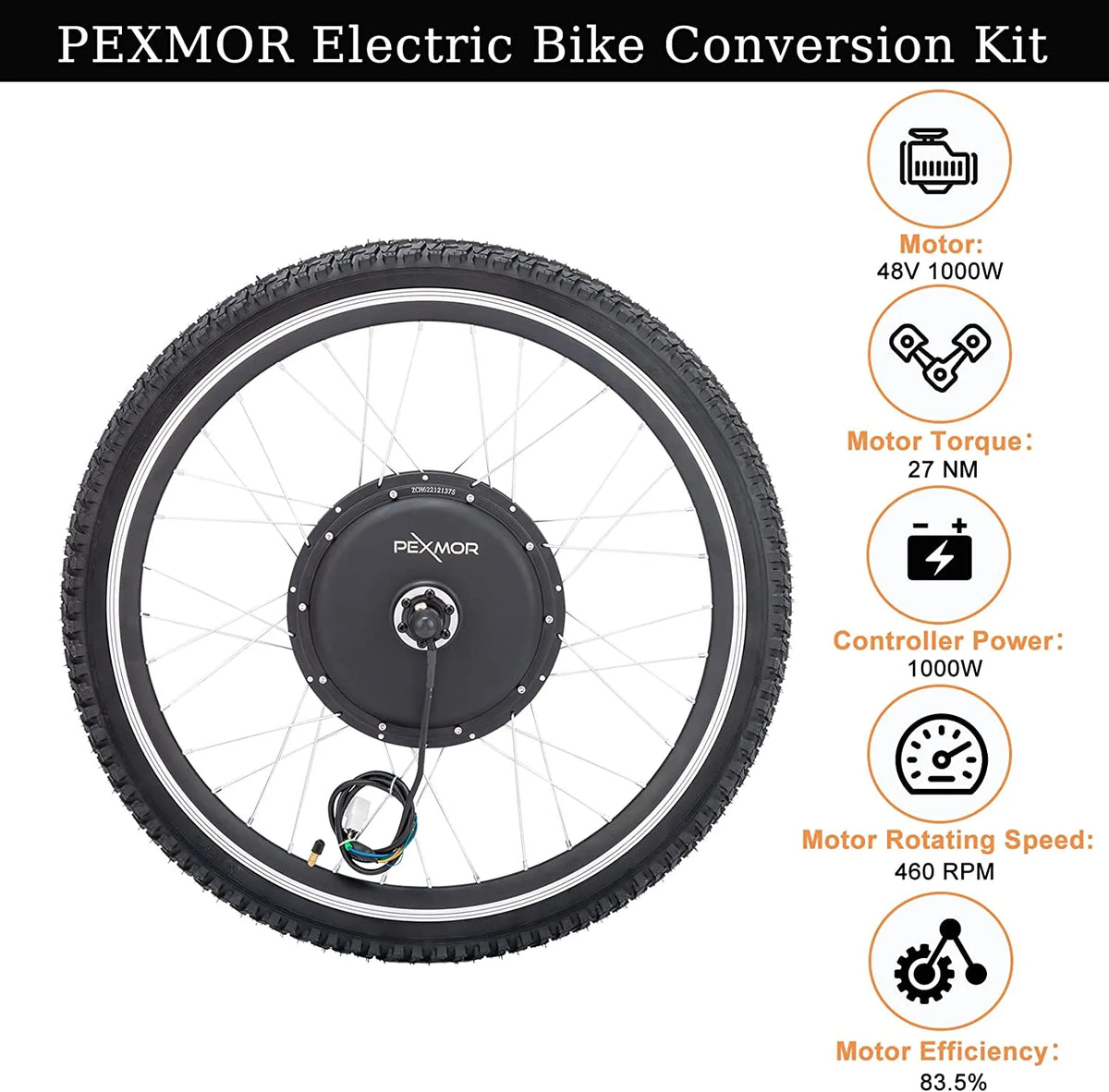 48V 1000W 26" Electric Bike Conversion Kit with LCD Display E601202