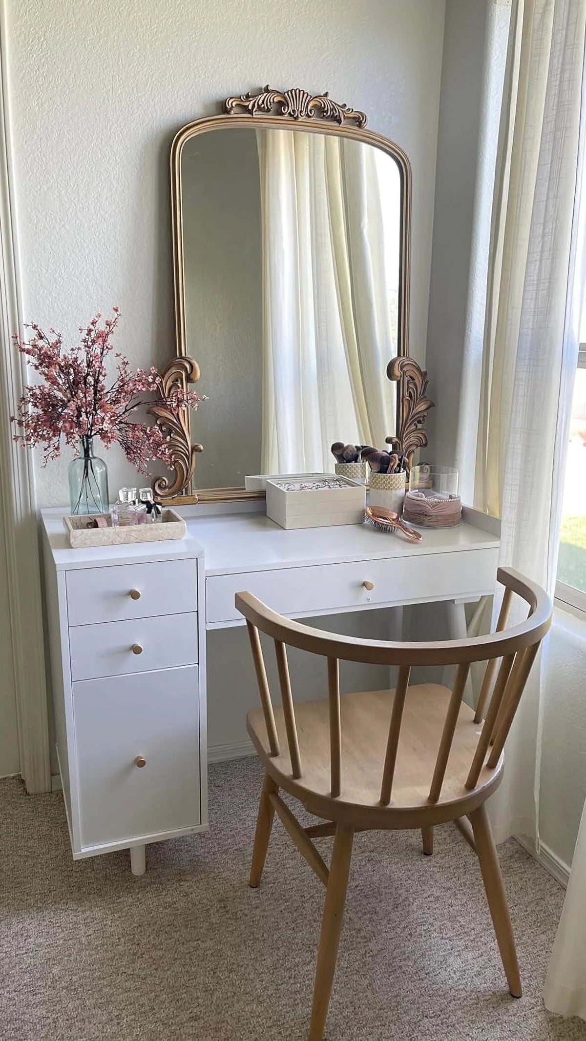 White 4 Drawer Vanity Dressing Table P3793