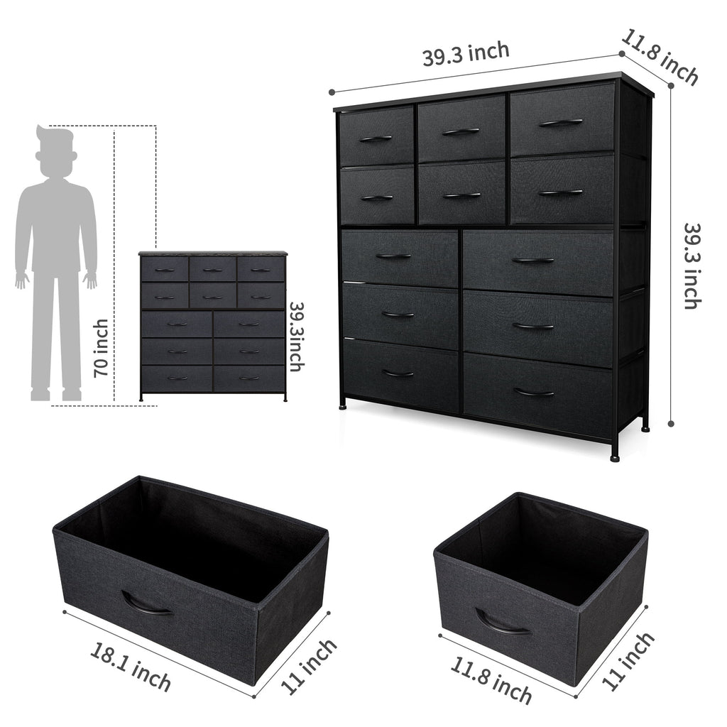 Black Gray 12 Drawer Dresser Tower Unit R909158