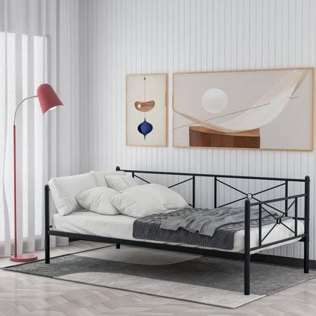 Black Twin Metal Daybed Frame with Steel Slats G552