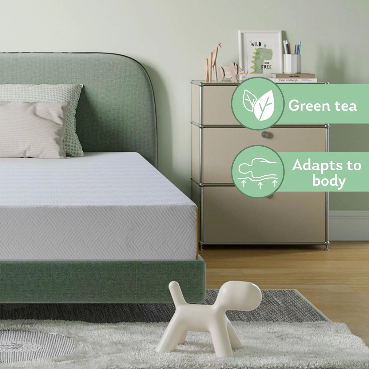 Black 8 inch Twin Size Gel Memory Foam Mattress Y454