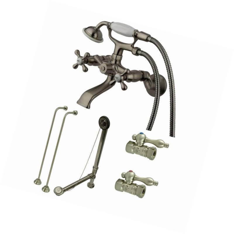 Vintage Wall Mount Clawfoot Faucet Package Brushed Nickel A83094