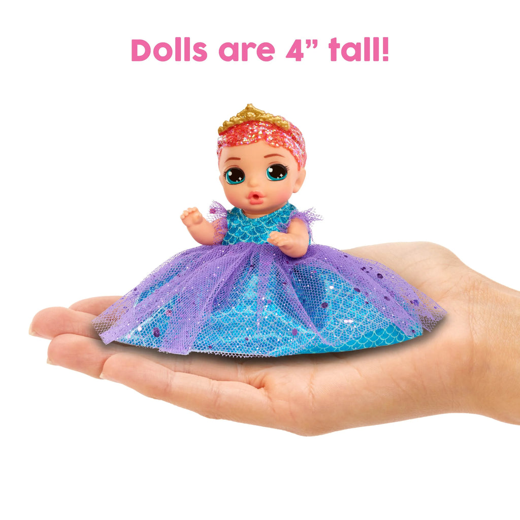 Baby Born Surprise Small Dolls Series 9 with 3 Water Surprises, Princess-Themed Dress, Color Change Diaper, Castle Packaging Z2612