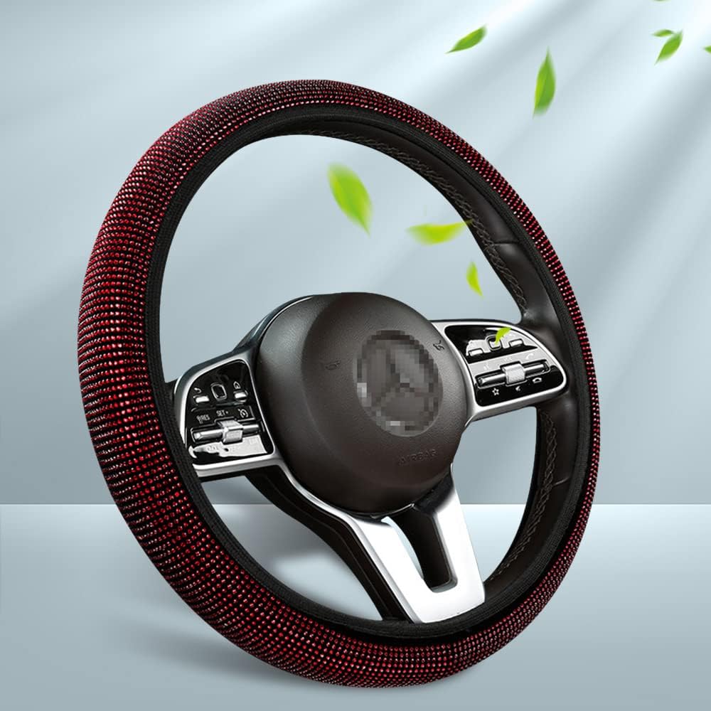 Black with White Diamond Crystal Steering Wheel Cover 15 inches C469