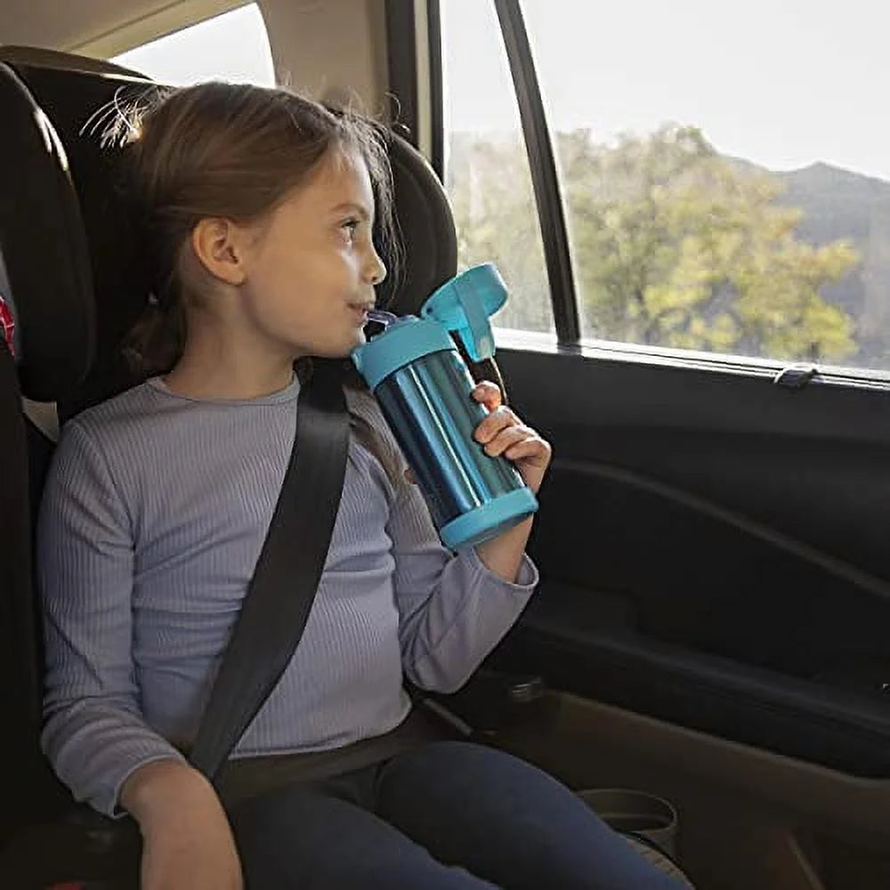 Teal 12 Ounce Stainless Steel Vacuum Insulated Kids Straw Bottle W90337