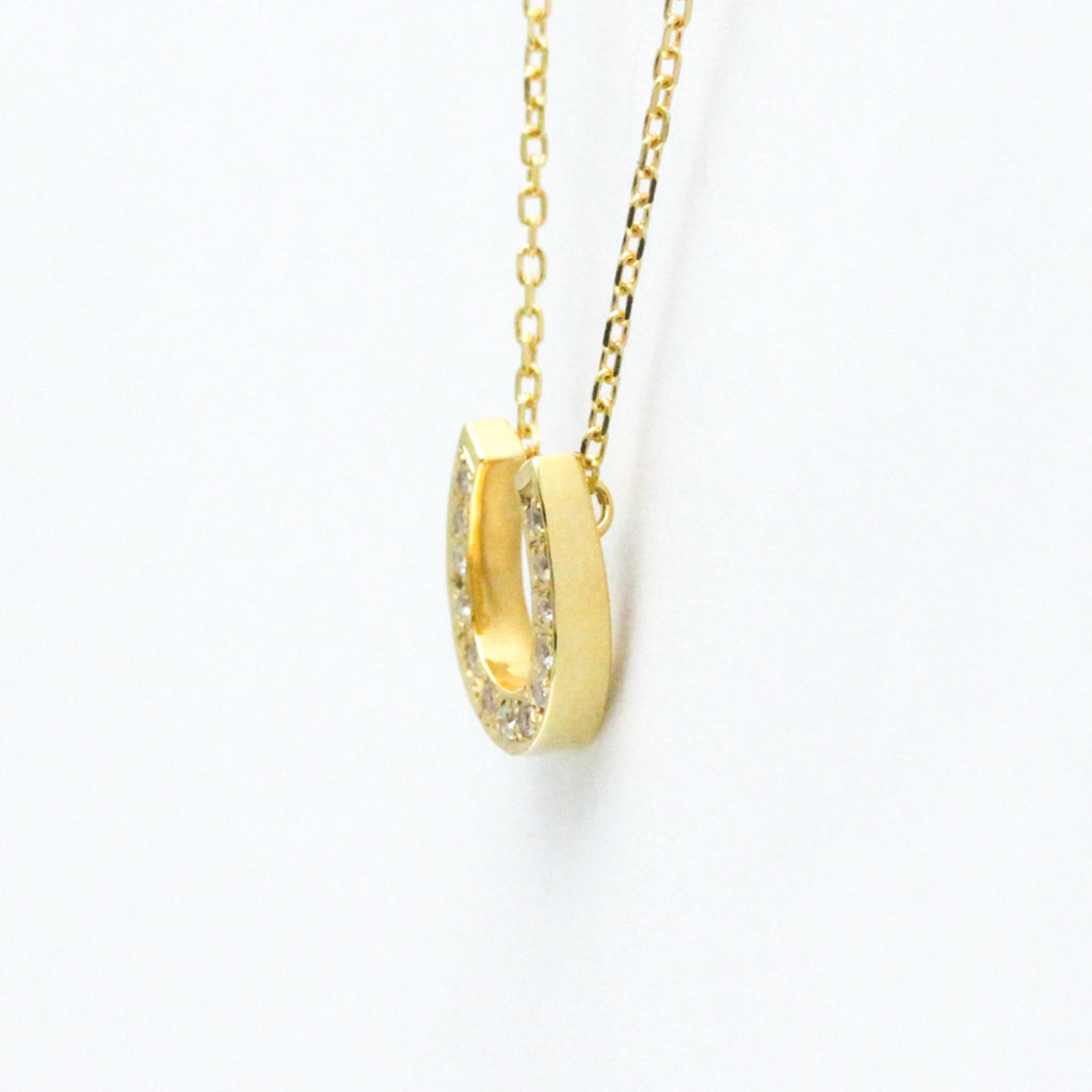 18K Yellow Gold Horseshoe Diamond Pendant Necklace K717518
