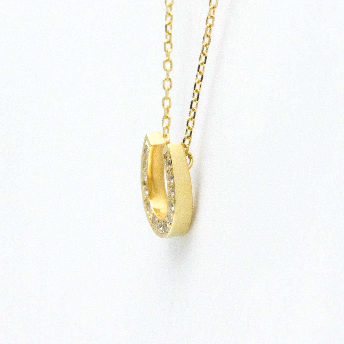 18K Yellow Gold Horseshoe Diamond Pendant Necklace K717518