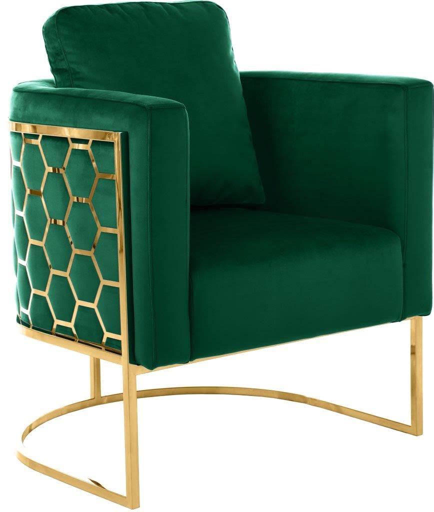 Green Velvet Gold Chair X31725