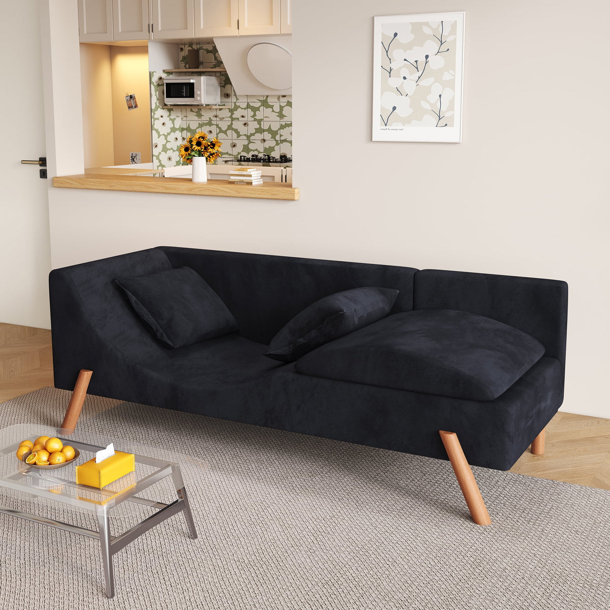 Convertible Multifunctional Chaise Longue Loveseat Sofa P486