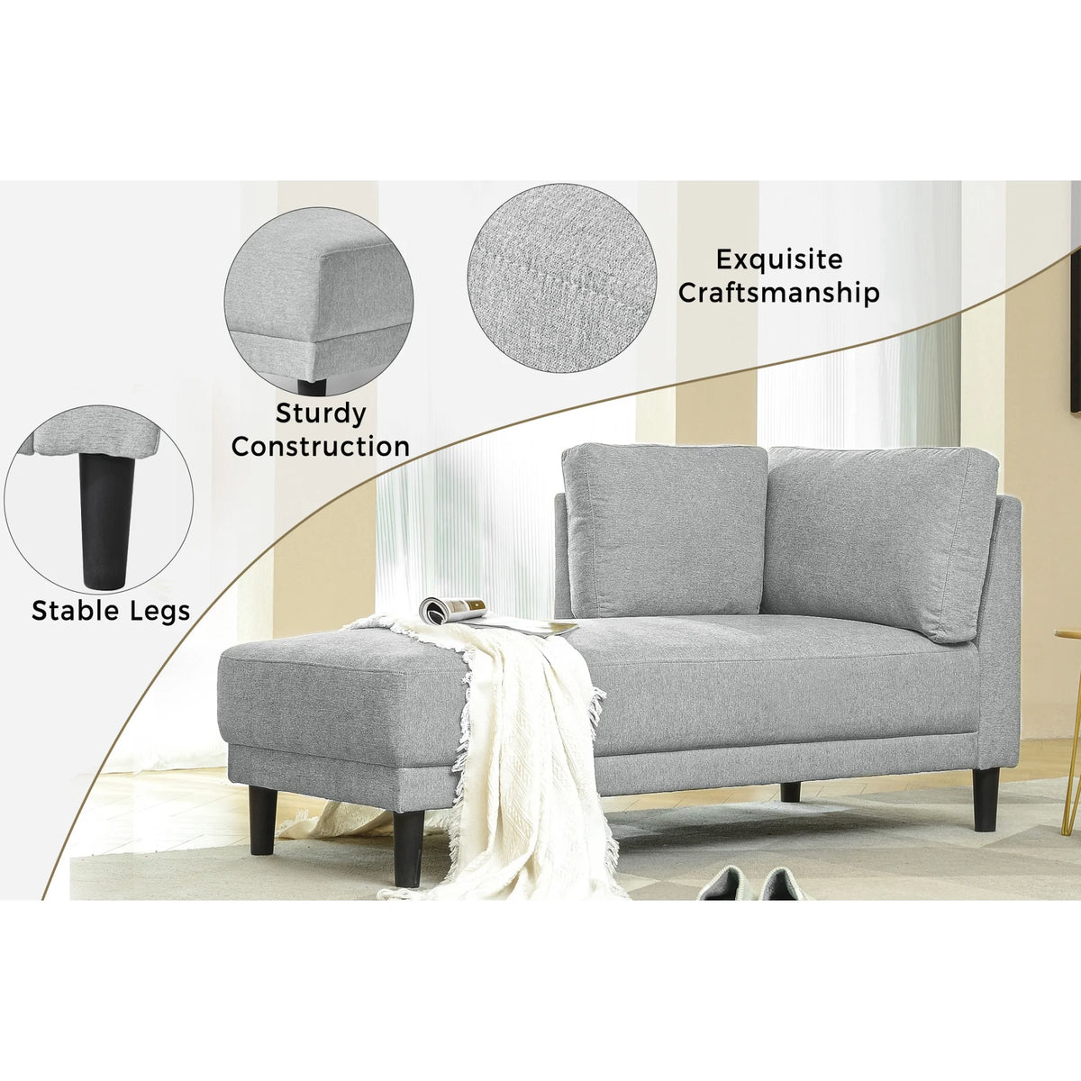 Mid-Century Modern Fabric Corner Lounge Chair L34534