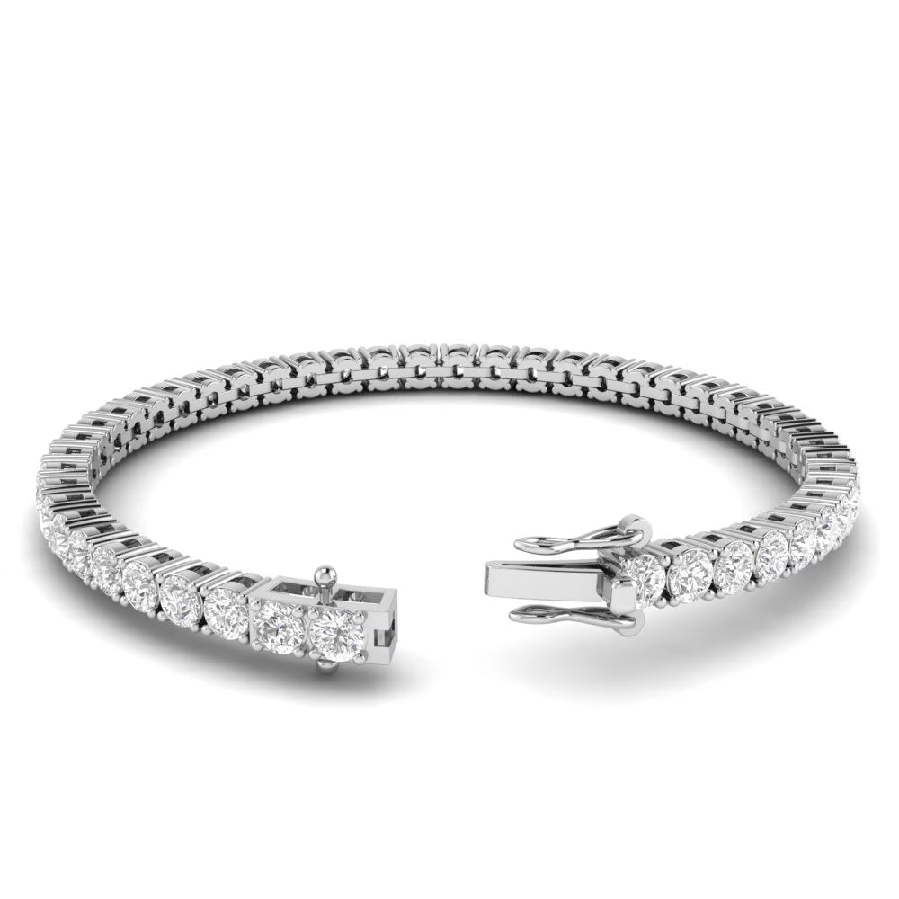 18k White Gold Plated Tennis Bracelet 4MM with Round Moissanite Y123
