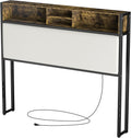 Queen Size Metal and Wood Headboard with Storage Shelves T984