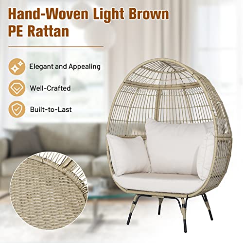 Oversized Wicker Egg Chair with 4 Cushions T12457