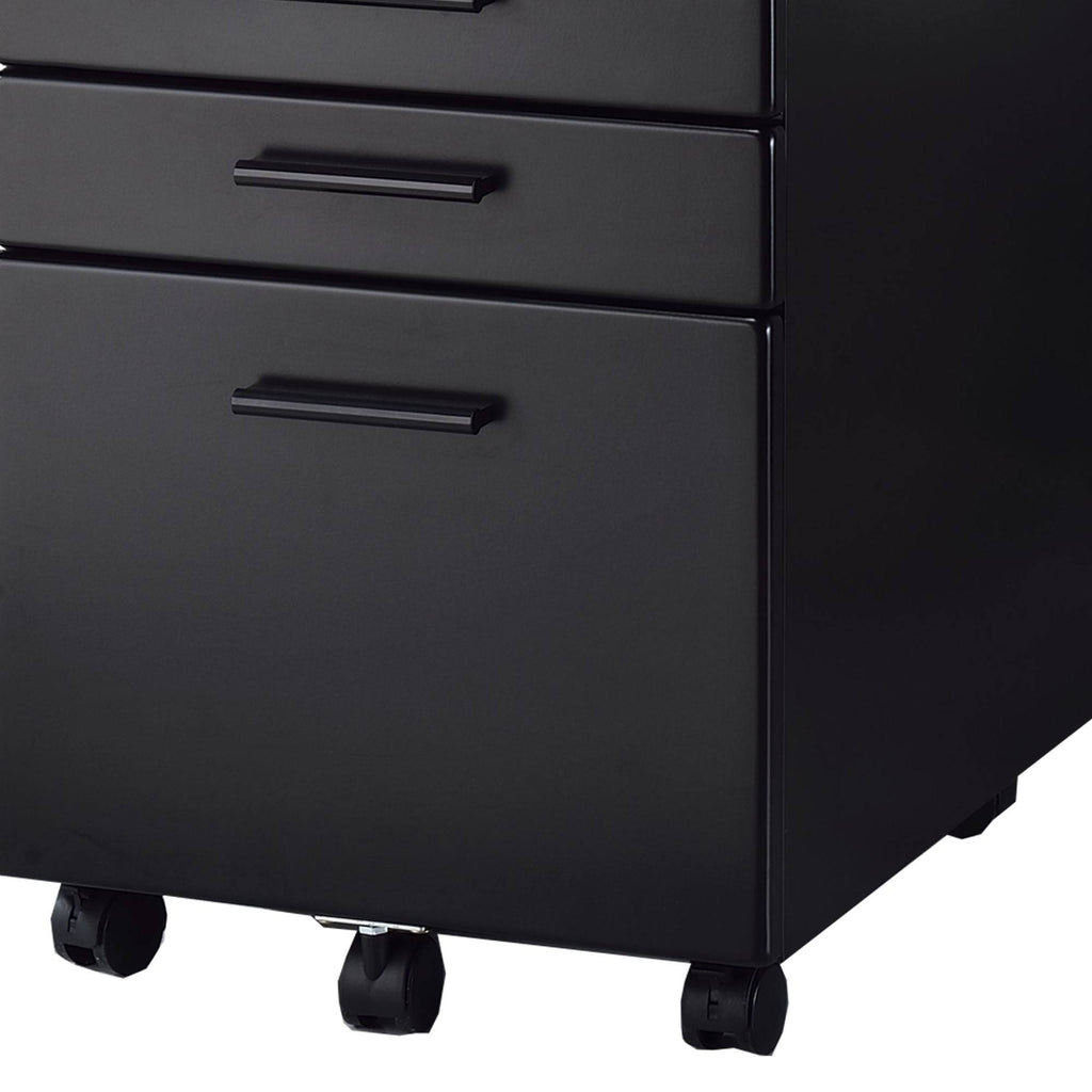 Black File Cabinet with Lock System and Caster Support H45733