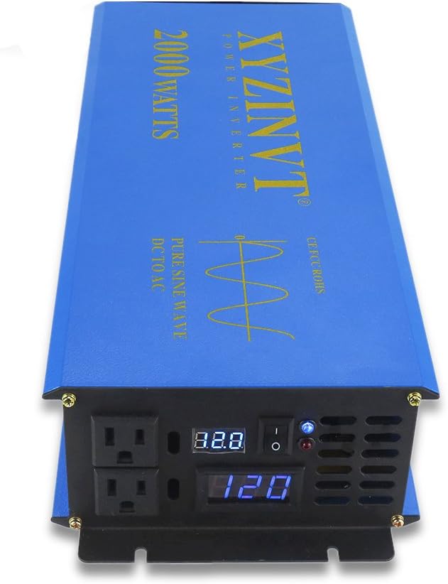 2000 watt Pure Sine Wave Power Inverter DC 12V to AC 120V with LED Display and Wireless Remote Controller A31239