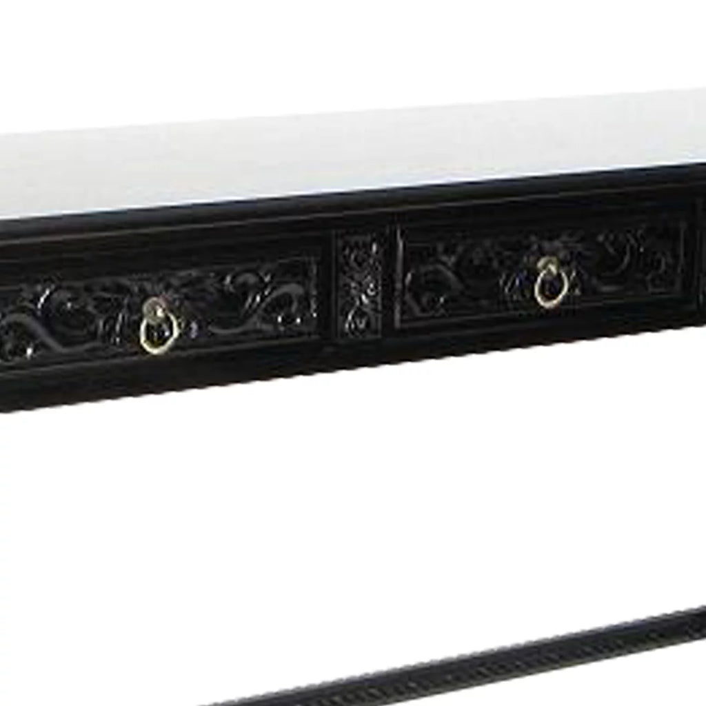 Black Wooden Console Table with Turned Legs V625