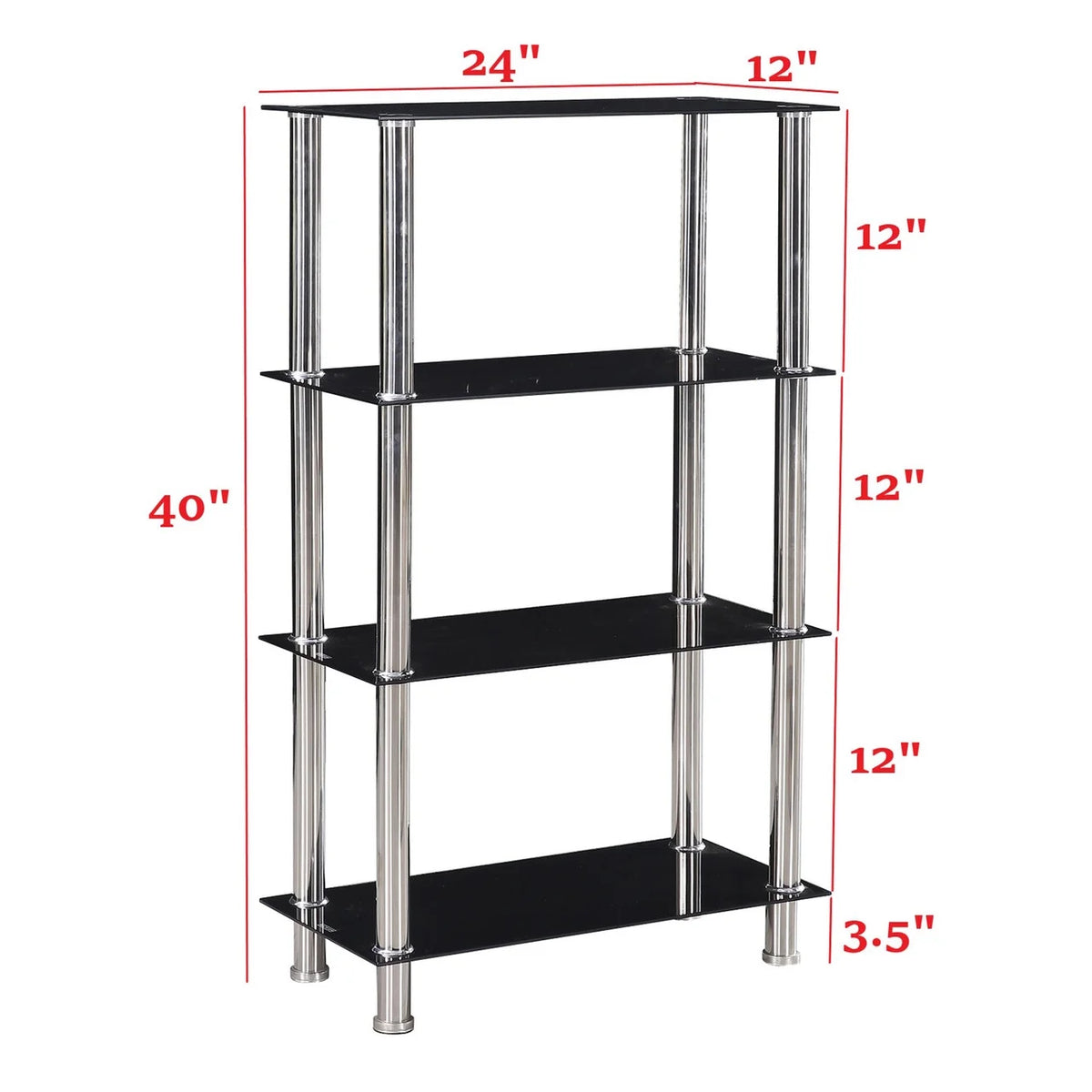 Glass 4 Tier Shelves Bookcase P771