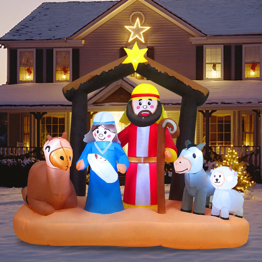 6ft Christmas Inflatables Nativity Scene with Build-in LEDs G867