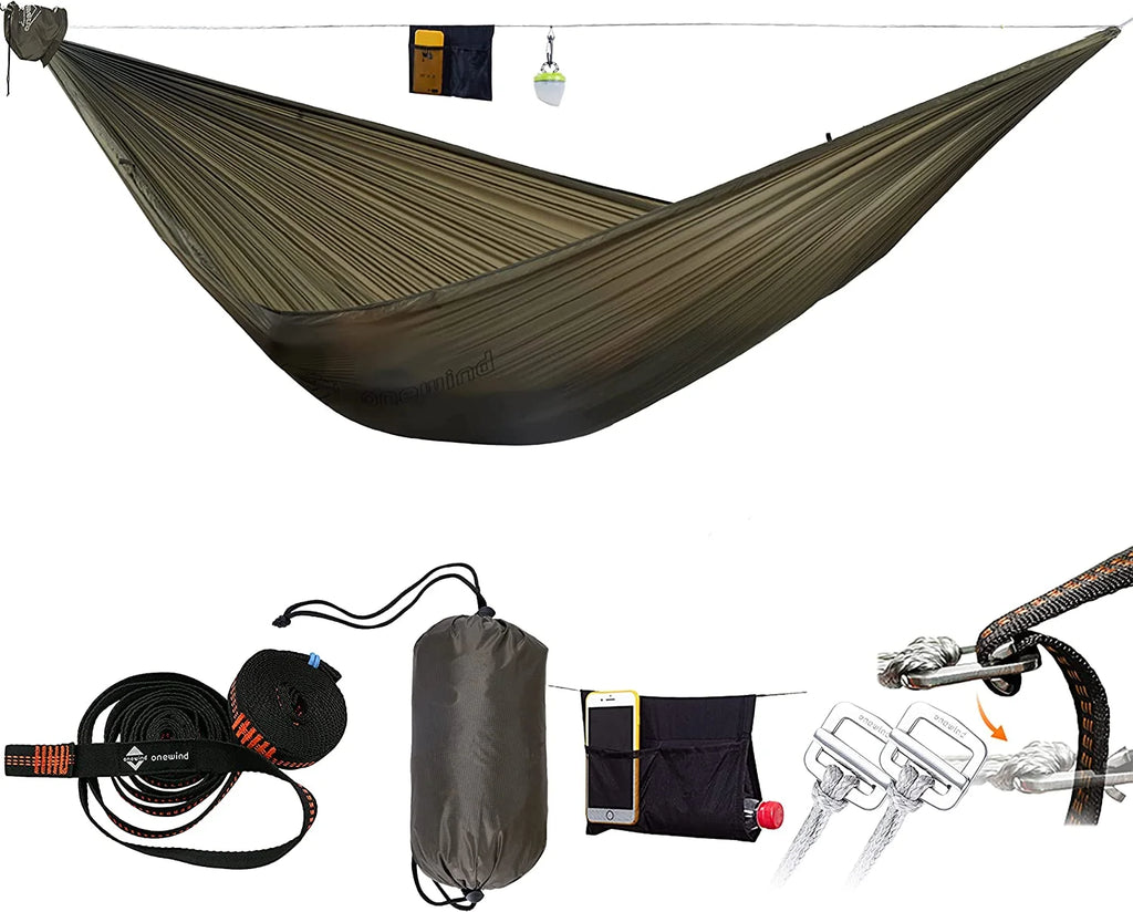 Olive Green Camping Hammock with Tree Straps H131