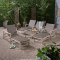 Rustic Acacia Wood Chaise Lounge with Wicker Seating Set of 4 M573