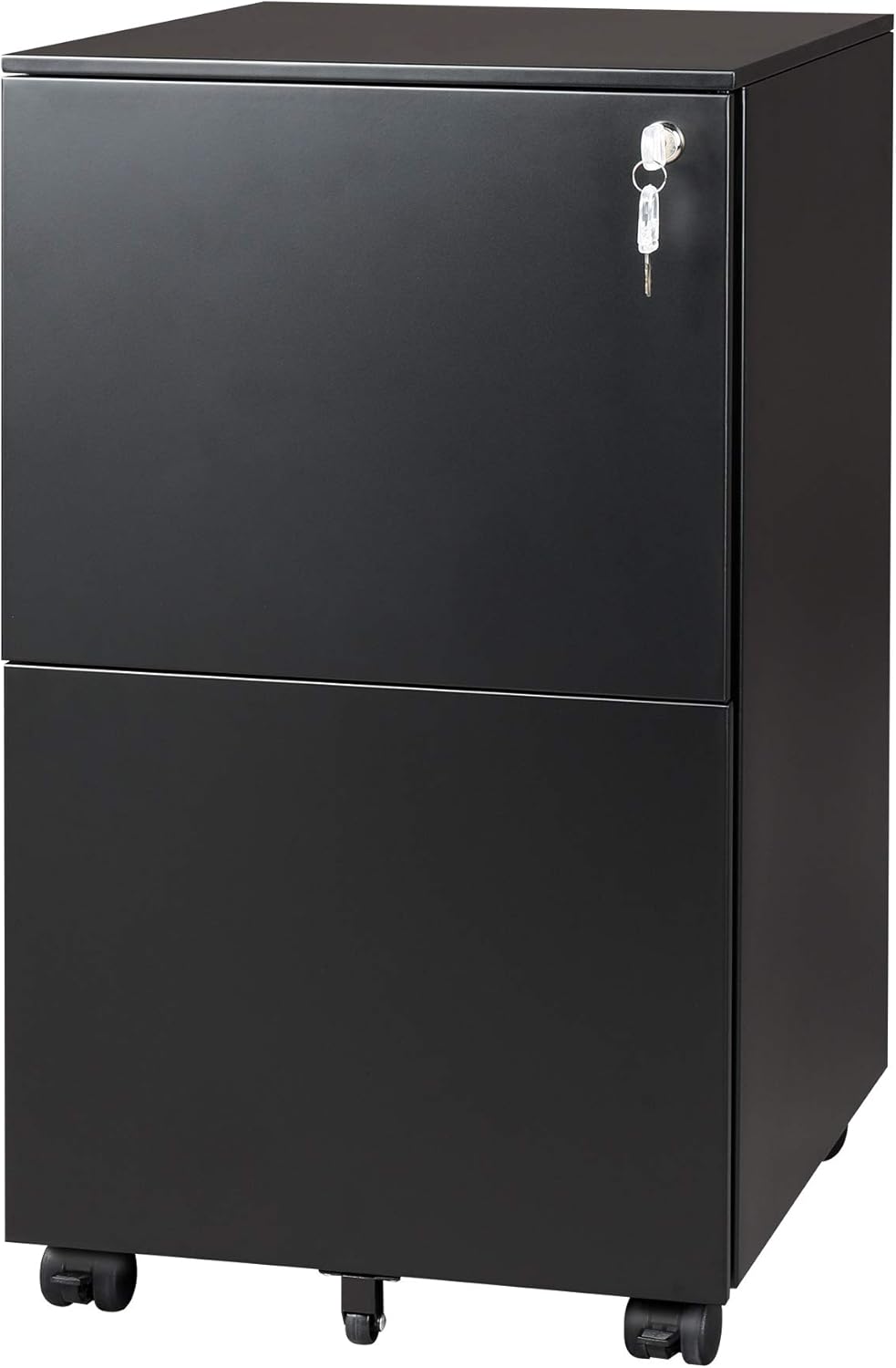 Black 2-Drawer Mobile File Cabinet with Lock L940906