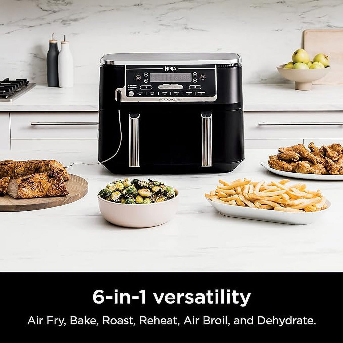 Open Box Ninja Foodi 10 Quart 6-in-1 DualZone Smart XL Air Fryer 2 - Grey M650