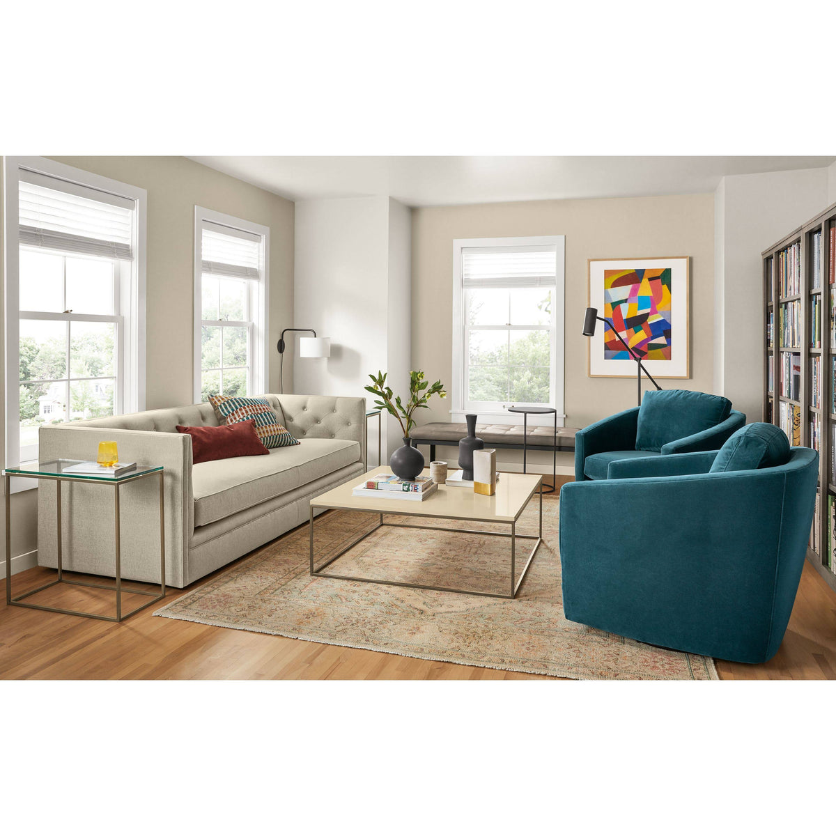 White Venatino Marble Top End Table E39400