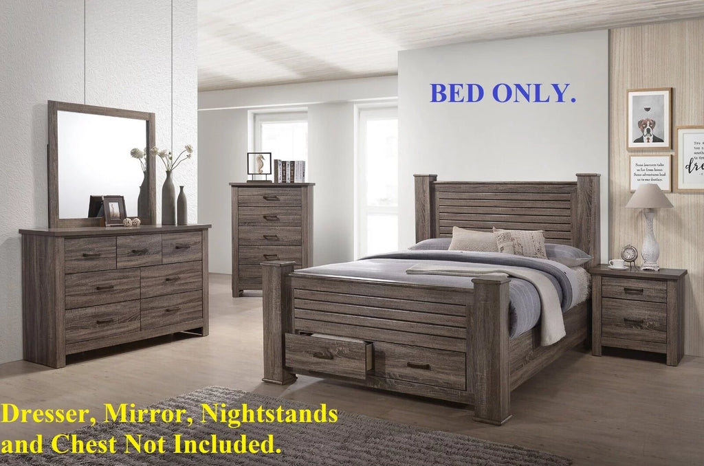 King Size Storage Drawers Wooden Bed U645850