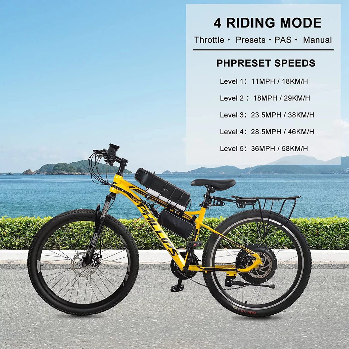 48V 1000W 26" Electric Bike Conversion Kit with LCD Display E601202