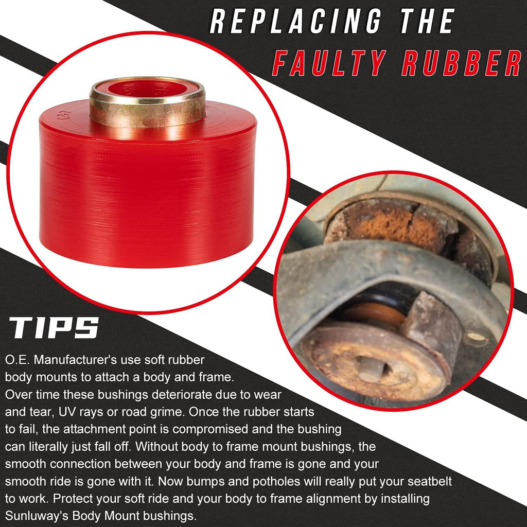 Red Polyurethane Body Mount Bushing Set Kit for Ford F150 F250 F350 G39108