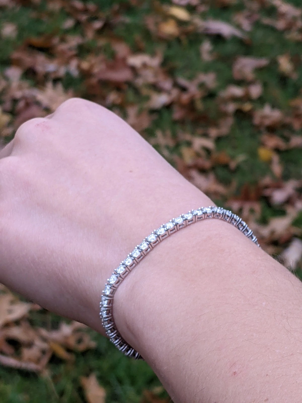 18k White Gold Plated Tennis Bracelet 4MM with Round Moissanite Y123
