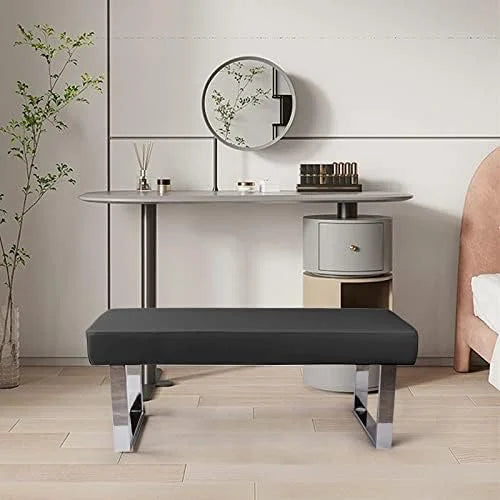 Upholstered Bench with Metal Legs B6394