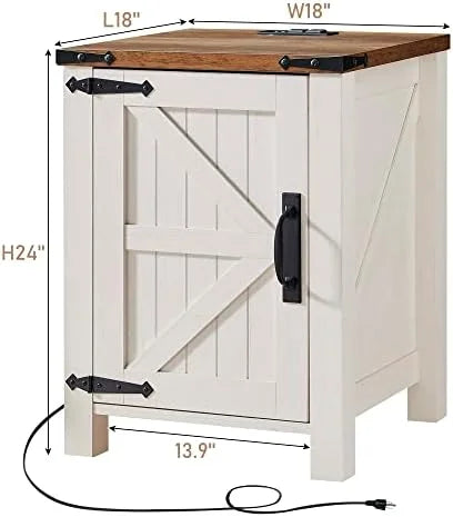 18 Inch Farmhouse End Table with Charging Station C74644