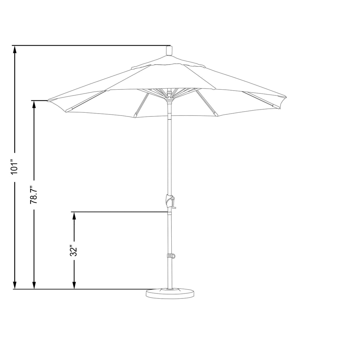 9 ft. Aluminum Market Umbrella Collar Tilt Matted Black Olefin Hunter Green D957262