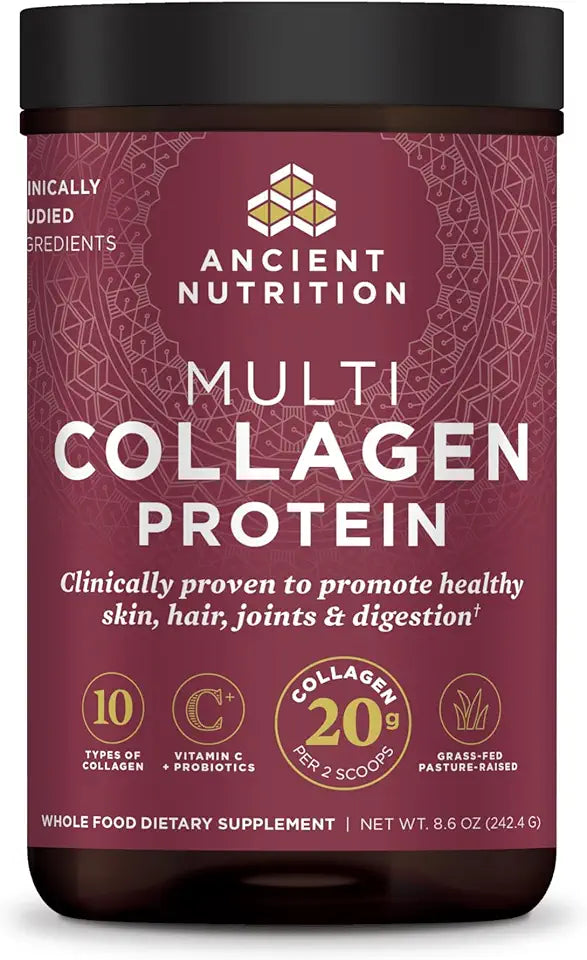 Collagen Peptides Powder, Multi Collagen Protein, Vitamin C, Probiotics, Hydrolyzed Collagen, Unflavored, 24 Servings V92664