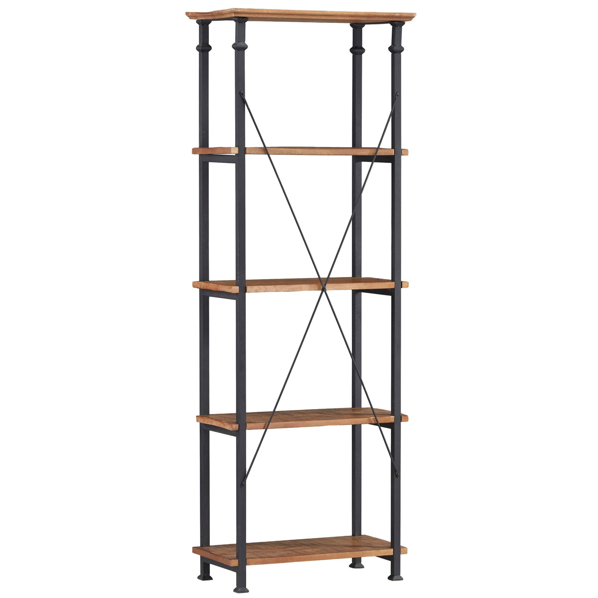 Brown and Black 4 Shelves Wooden Bookcase Y7350
