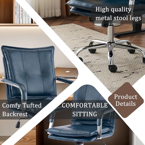 Brown Leather Ergonomic Office Chair with Arms Y851310