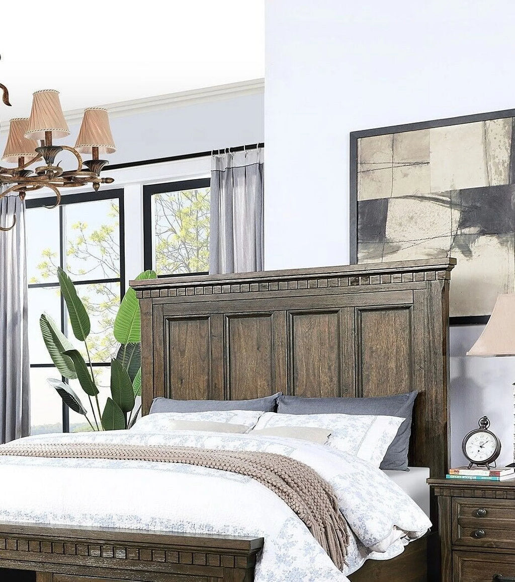 Antique Brown Queen Size 4pc Bedroom Furniture F417