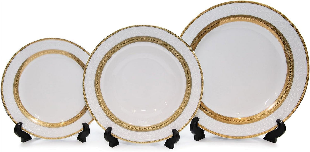 White 24K Plated Porcelain Dinnerware Set F97850