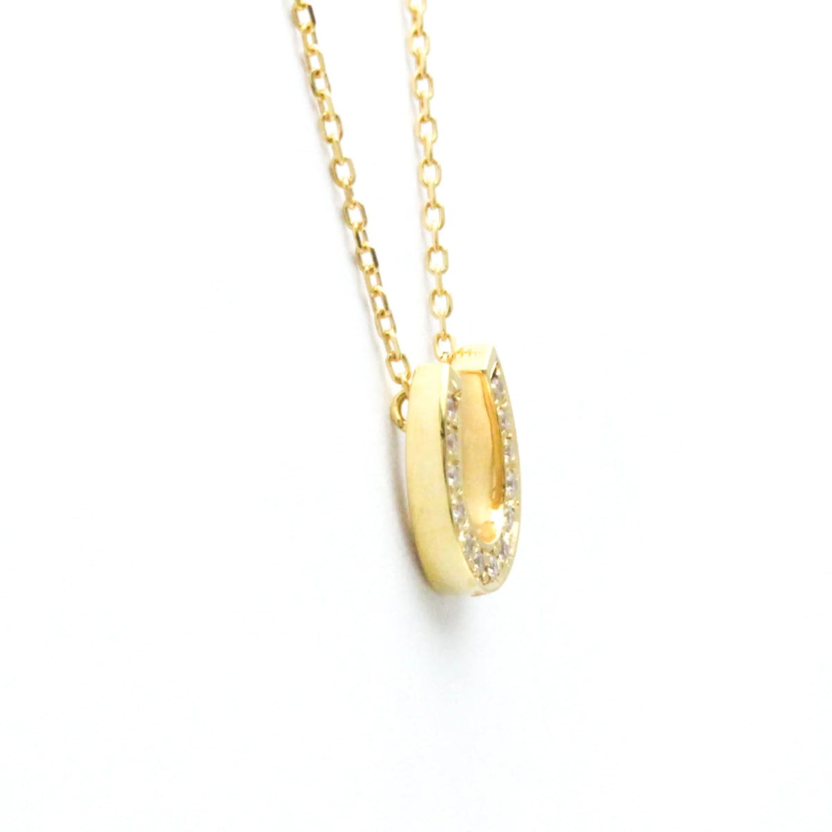 18K Yellow Gold Horseshoe Diamond Pendant Necklace K717518